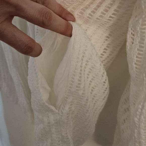 Gilli Crotchet Knit White Lined Blazer w/Shoulder Pads size Medium - Picture 6 of 9